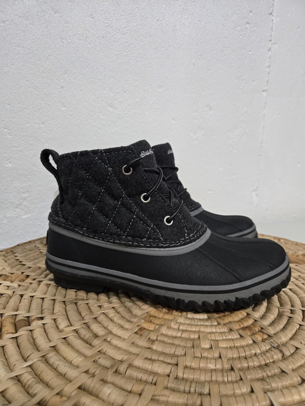 Eddie Bauer Black Quilted Duck Boots